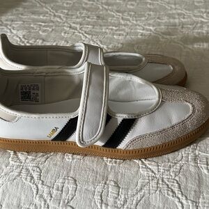 Adidas Samba White Black and Tan Sneakers